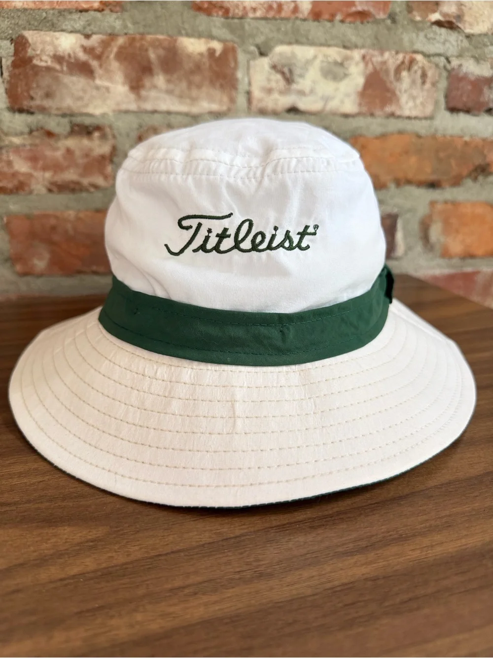 Vintage Titleist Golf Bucket Hat White Green Made USA 90s Large